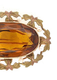 10k Yellow Gold Paste Glass Brooch Pin with Leaves and Seed Pearls (#J6017)
