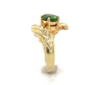 14k Yellow Gold Genuine Natural Peridot Leaf Bypass Ring Size 6.25 (#J6281)