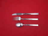 Silver Rose by Oneida Sterling Silver Junior Set 3-Piece Vintage Silverware