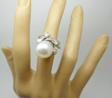 Platinum South Seas Pearl and Diamond Vintage Ring Jewelry (#J3460)