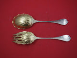 Albany By Towle Sterling Silver Salad Serving Set Gold washed 9 1/8" Serving