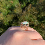 14k Rose Gold Handwrought Ring with a Large 6.05 Carat Australian Opal (#J6577)