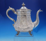 Gelston Treadwell Coin Silver Tea Pot Bright-Cut w/ Japanesque Motifs (#3929)