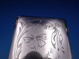 Russian 875 Silver Card Case Engraved Flower & Ribbon Odessa 1908-1926  (#6928)