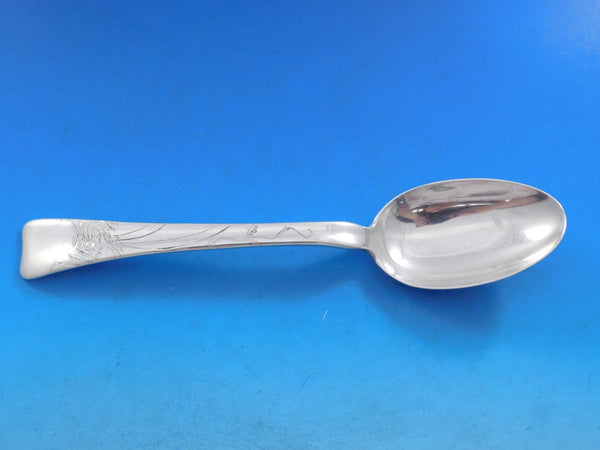 Lap Over Acid Etched by Tiffany Sterling Silver Serving Spoon with Leaves 8 5/8"