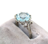 14k White Gold 2.86ct Genuine Natural Aquamarine and Diamond Ring (#J6147)