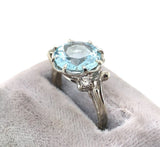 14k White Gold 2.86ct Genuine Natural Aquamarine and Diamond Ring (#J6147)