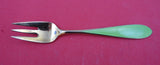 Norwegian Sterling Pastry Fork vermeil green enamel by N. M. Thune-Oslow 5 1/2"