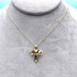 10k Yellow Gold Pendant with Purple Paste and Seed Pearls (#J6167)