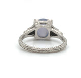Platinum Hand Engraved Star Genuine Natural Sapphire and Diamond Ring (#J6306)