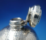 English Sterling Silver Dresser Jar Hand Hammered with Cut Crystal (#5480)
