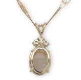 14k Gold Oval 6.24 Carat Australian Genuine Natural Opal Pendant Apatite #J6716