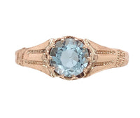 10k Yellow Gold Victorian .60ct Genuine Natural Aquamarine Ring Size 6 (#J7157)