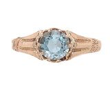 10k Yellow Gold Victorian .60ct Genuine Natural Aquamarine Ring Size 6 (#J7157)