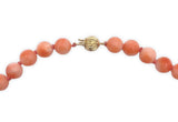 Genuine Natural Coral Bead Necklace w/ 6mm Beads 14k Gold Clasp 18 3/8" (#J7579)