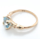 10k Rose Gold 1.07 Carat Genuine Natural Aquamarine Ring with Flowers (#J6773)