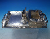 Japanese Sterling Silver Smoking Set 3pc with Applied Flowers Leaves (#6071)
