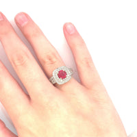 14k White Gold Jedi Red Genuine Natural Spinel and Diamond Ring (#J5260)