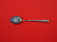 English Estate Sterling Silver Demitasse Spoon vermeil light blue enamel 3 7/8"