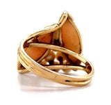 14k Yellow Gold Coral Ring with Akoya Pearls Size 5.5 Jewelry (#J5974)
