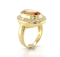 18k Yellow Gold Precious Imperial Genuine Natural Topaz and Diamond Ring #J6370