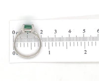 18k White Gold 2.23 Carat Genuine Natural Emerald Diamond Ring Size 6.5 (#J7011)