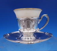 Saint Dunstan Chased by Gorham Sterling Silver Demitasse Cup Saucer Liner #8099