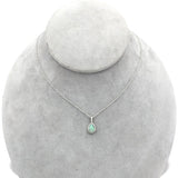 Platinum .43ct Pear Shape Australian Genuine Natural Opal Diamond Pendant #J7451