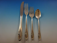 Sculptured Rose by Towle Sterling Silver Flatware Set For 8 Service 42 Pieces