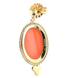 14k Yellow Gold Natural Coral Drop Earrings 11.53ct Total Weight (#J7293)