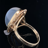 14k Yellow Gold High Dome Genuine Natural Moonstone Ring Handwrought (#J6495)