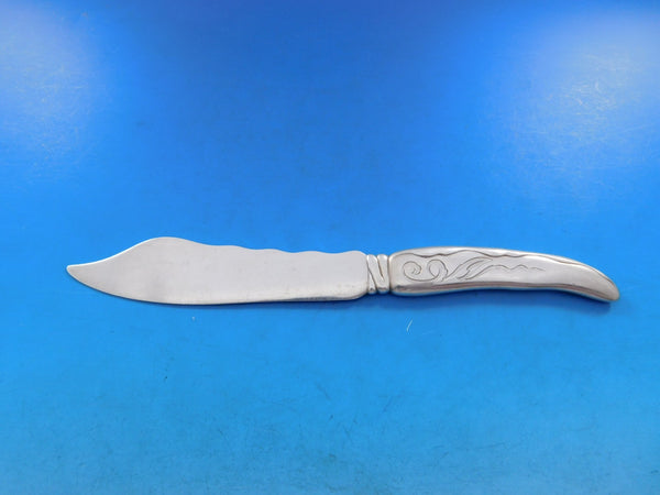 Lap Over Acid Etched by Tiffany Sterling Silver Fish Knife HH AS Wave Motif 8"
