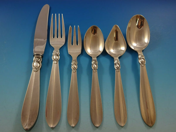 Princess Fuchsia by Frigast Sterling Silver Flatware Set Service 75 Pcs Modern