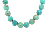 10mm Genuine Natural Turquoise Strand of Beads Necklace w/14k Clasp 18" (#J6756)