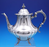 Georgian Rose by Reed and Barton Sterling Silver Tea Set 4pc w/ SP Tray (#9012)
