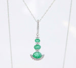 14k Gold Pendant with Genuine Natural .54ct Emeralds and .11ct Diamonds (#J646)