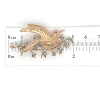 14k Gold and Silver Antique Bird Pin Brooch with Genuine Natural Diamonds #J6368