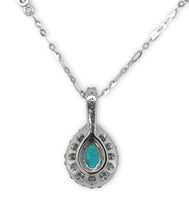 14k White Gold Brazilian Paraiba Tourmaline and Diamond Pendant w/ Report #J6912