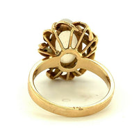 14k Yellow Gold Large White Flash Genuine Natural Moonstone Ring (#J5306)
