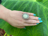 Platinum Genuine Natural Opal and 2.50cts Diamonds Ring Pendant Jewelry (#J5849)