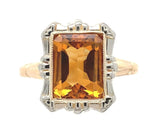 10k Gold Vintage 1.93 Carat Genuine Natural Citrine Ring Size 7 (#J6929)