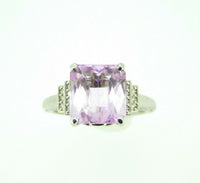 14k Gold Large 6.95ct Cushion Cut Genuine Natural Kunzite Ring w/Diamonds #J4451