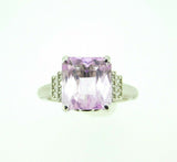 14k Gold Large 6.95ct Cushion Cut Genuine Natural Kunzite Ring w/Diamonds #J4451