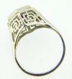 14k White Gold Art Deco .60ct Genuine Natural Ruby Filigree Ring Size 5 (#J1876)