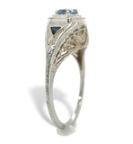 18k White Gold Filigree Deco .34ct Genuine Natural Aquamarine Ring 5 3/4 #J7559