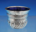 English Sterling Silver Salt Dip Master w/ Cobalt Liner #9391 London 1887 #6519