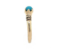 10k Yellow Gold Small VIctorian Genuine Natural Turquoise Ring Jewelry (#J6280)