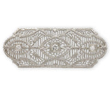 Art Deco 14k Wide Filigree Brooch Pin w/ Three Genuine Natural Diamonds (#J6957)
