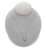 14k White Gold 12.5mm Black Tahitian Pearl Pendant Peacock Color (#J7029)