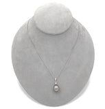 14k White Gold 12.5mm Black Tahitian Pearl Pendant Peacock Color (#J7029)
